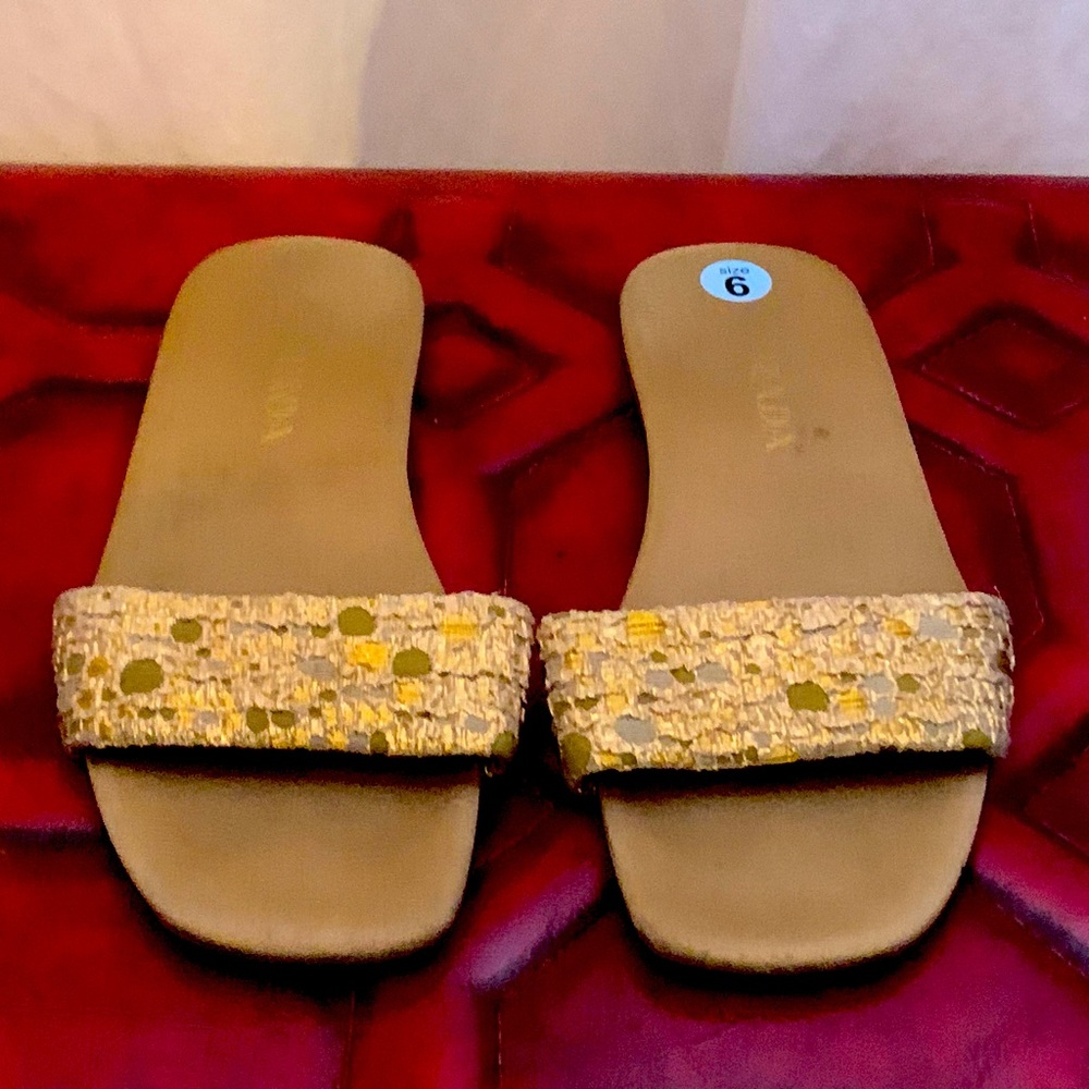 Prada leather slippers authentic luxury brand sandals Gold